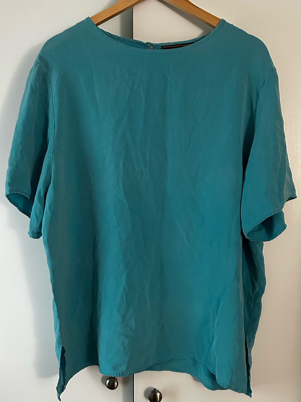 100% Silk Diane Gilman Blouse Short Sleeve 2X